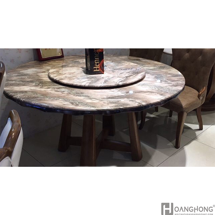Bộ bàn ăn tròn mặt đá nhập khẩu HHP-BA329 cao cấp