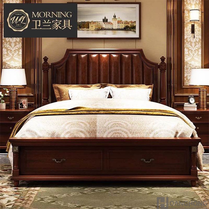 Giường ngủ gỗ hiện đại nhập khẩu HHP-GN525B-19 cao cấp