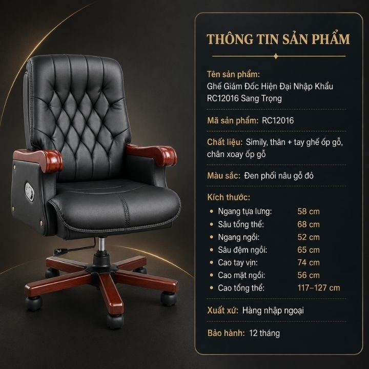 Ghế Giám Đốc Hiện Đại Nhập Khẩu RC12016 Sang Trọng - Ảnh 5