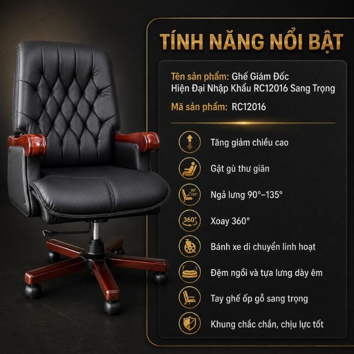 Ghế Giám Đốc Hiện Đại Nhập Khẩu RC12016 Sang Trọng - Ảnh 6
