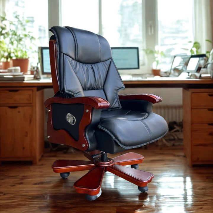 Ghế Giám Đốc VIP A803-L1 Chân Gỗ Thép, Da Mềm, Ngả Lưng Thư Giãn