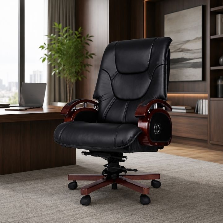 Ghế Giám Đốc Lưng Cao GGD 166-U1 Da PU Chống Thấm, Chân Xoay, Tay Gỗ Chắc Chắn - Ảnh 8