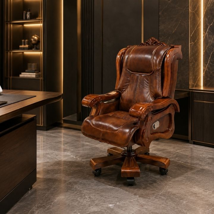 Ghế Giám Đốc Ngả Lưng GGD 968-L2 Da Thuộc Cao Cấp, Chân Gỗ Xoay, Kiểu Dáng Sang Trọng - Ảnh 9