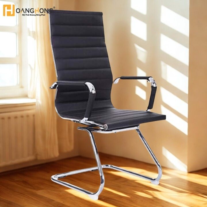 Ghế Chân Quỳ Lưng Cao Bọc Da PU Màu Đen GPH 901D-S1 Khung Thép Mạ Chrome Ghế Họp, Làm Việc Cao Cấp
