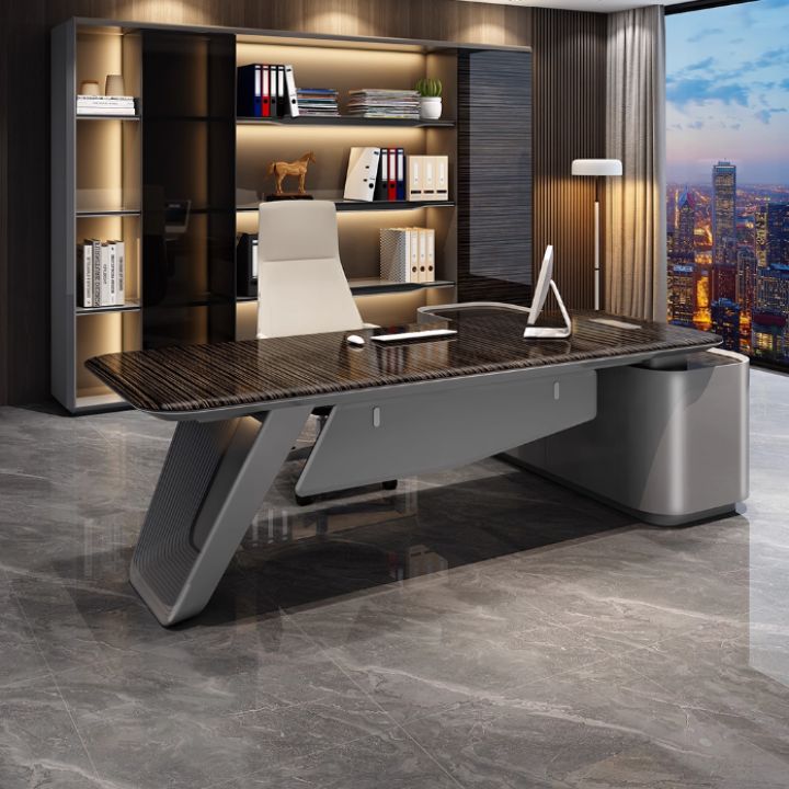 Bàn Giám Đốc Nhập Khẩu Cao Cấp Có Đèn LED DA2220-22 Khóa Vân Tay, Ngăn Tủ Tiện Ích  Thiết Kế Sang Trọng Cho Lãnh Đạo