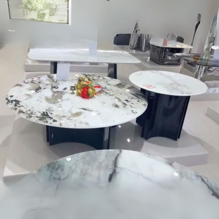 Bàn Sofa  Thiết Kế Đôi Mặt Đá Marble BT18 Trắng Vân Tự Nhiên  Cao Cấp Sang Trọng