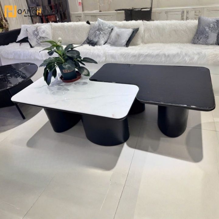 Bàn Sofa Đôi Mặt Đá Vi Tính MT 1134 Thiết Kế Uốn Lượn Luxury