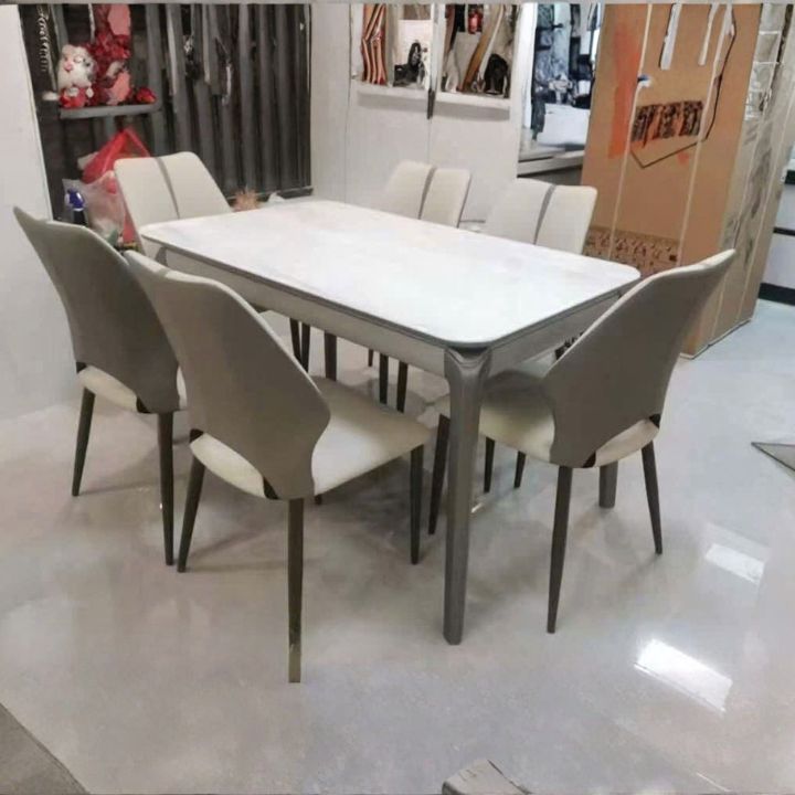 Bộ Bàn Ghế Ăn Mặt Kính 3D 1 Bàn 6 Ghế Thiết Kế Hiện Đại Khung Gỗ Cao Cấp Bền Đẹp