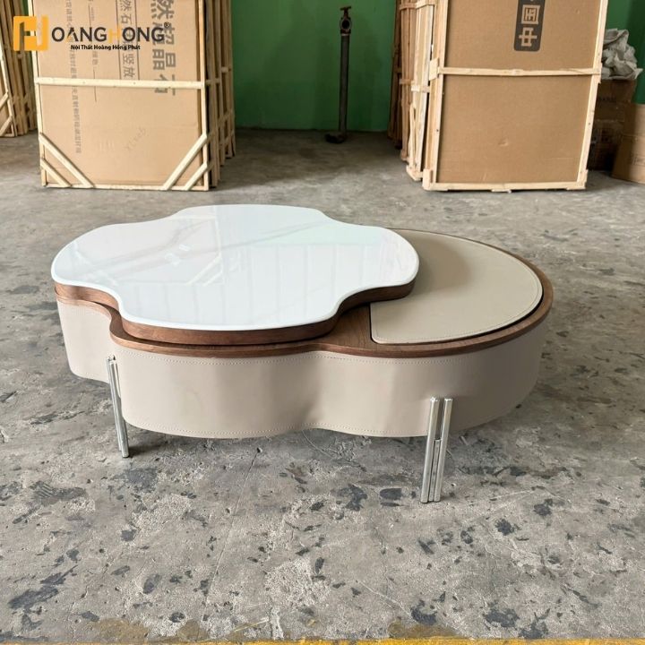 Bộ Bàn Trà Tròn Đôi MT 306 Mặt Gỗ Cao Cấp  Phòng Khách Sang Trọng