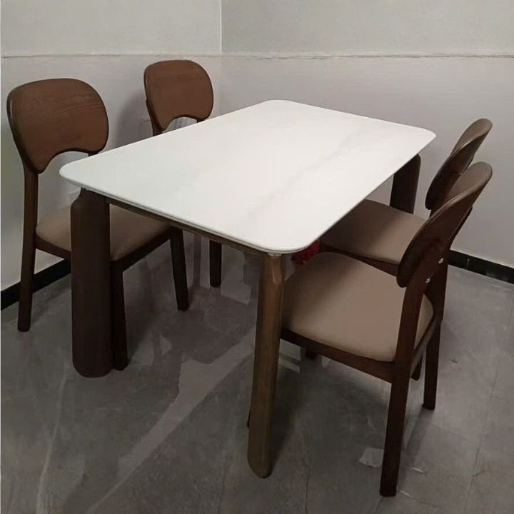 Bàn Ăn Mặt Đá Trắng Cao Cấp MT-A13+91 Khung Gỗ Tự Nhiên Thiết Kế Hiện Đại Cho Phòng Ăn Gia Đình (Không Kèm Ghế)