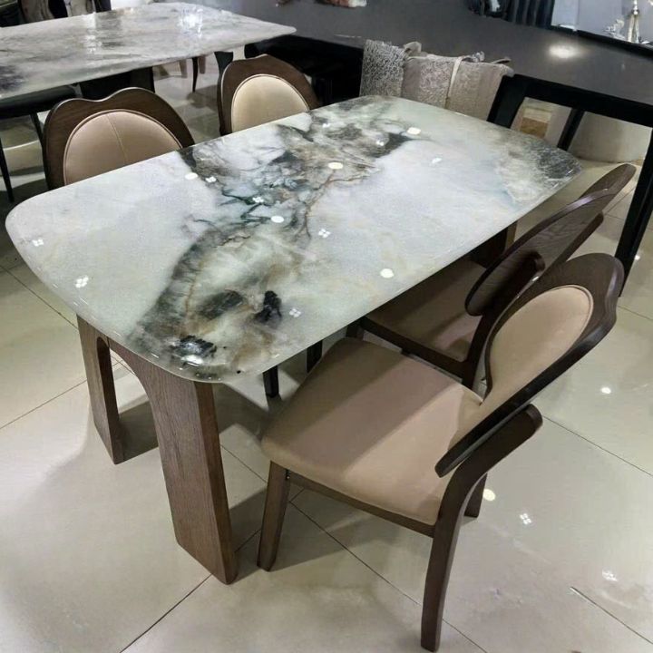 Bộ Bàn Ăn 4 Ghế Mặt Đá Tinh Thể Khung Gỗ Cao Cấp Bền Đẹp Thiết Kế Hiện Đại Nội Thất Phòng Ăn