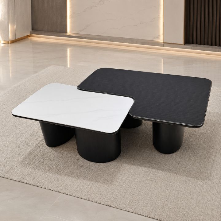 Bàn Sofa Đôi Mặt Đá Vi Tính MT 1134 Thiết Kế Uốn Lượn Luxury