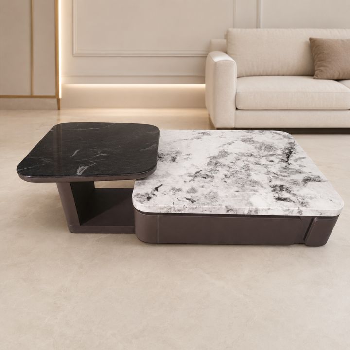 Bàn Trà 2 Bàn Tách Rời Mặt Đá Marble MT92-C6 Phòng Khách Sang Trọng