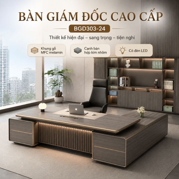 Bàn Giám Đốc Dáng Chữ U HHP-BGD303-24 Cao Cấp