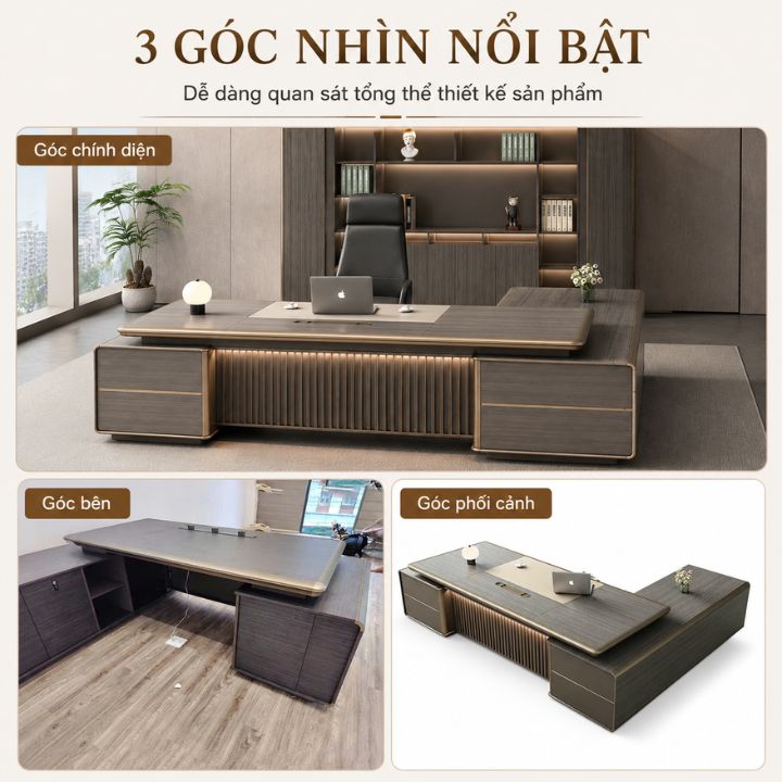 Bàn Giám Đốc Dáng Chữ U HHP-BGD303-24 Cao Cấp - Ảnh 8