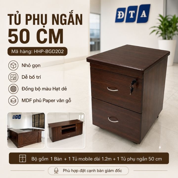 Bàn Làm Việc Lãnh Đạo HHP-BGD202 Màu Hạt Dẻ, Bền Đẹp Và Sang Trọng - Ảnh 6