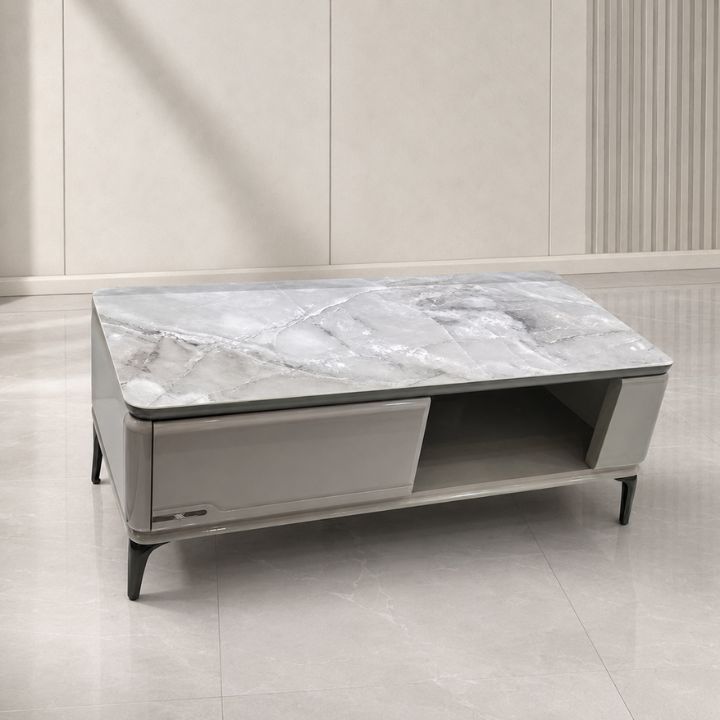 Bàn Trà Sofa Mặt Đá Nhập Khẩu Y129 Thiết Kế Ngăn Kéo Tiện Lợi Phong Cách Hiện Đại Cao Cấp