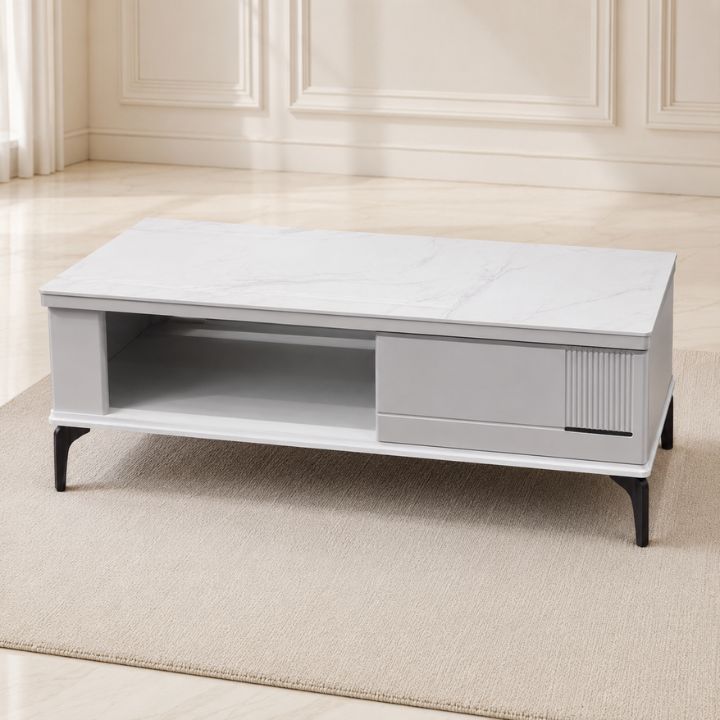Bàn Trà Sofa Mặt Đá Vân Nhẹ BSF 2017 Sang Trọng Kèm Hộc Tủ Tiện Lợi Phong Cách Nội Thất Hiện Đại