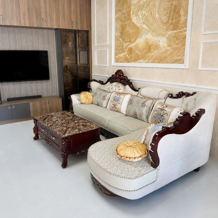 Bàn Trà Sofa Tân Cổ Điển BSF C9-Nâu-13 Mặt Đá Vân Nâu Sang Trọng - Ảnh 5