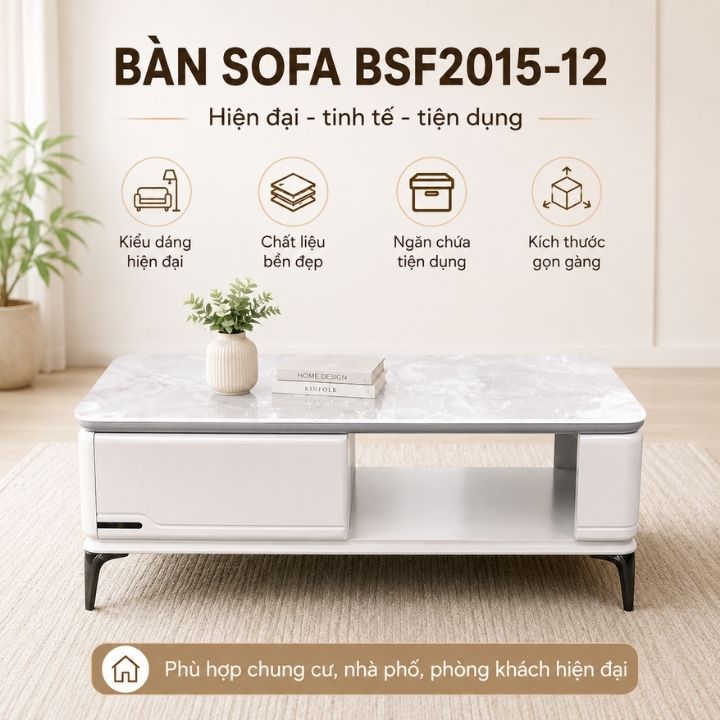 Bàn Sofa T2015-12 Mặt Đá Ceramic Kiểu Dáng Hiện Đại Giao Hàng Toàn Quốc