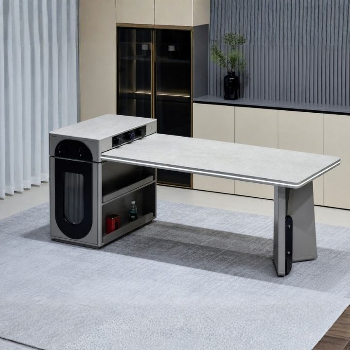 Bàn Đảo Kéo Dài Mặt Đá Vi Tinh Thể MT-2651-216-KAT-KBT – Hiện Đại, Gọn Gàng Và Tiện Dụng
