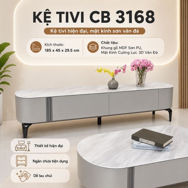 Combo Bàn Trà Kệ Tivi Phòng Khách CB3168 Sang Trọng - Ảnh 2