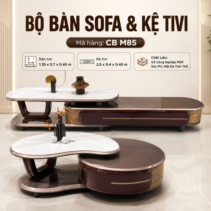 Bộ Bàn Sofa Và Kệ Tivi  Hiện Đại CB M85 Nhập Khẩu Cao Cấp