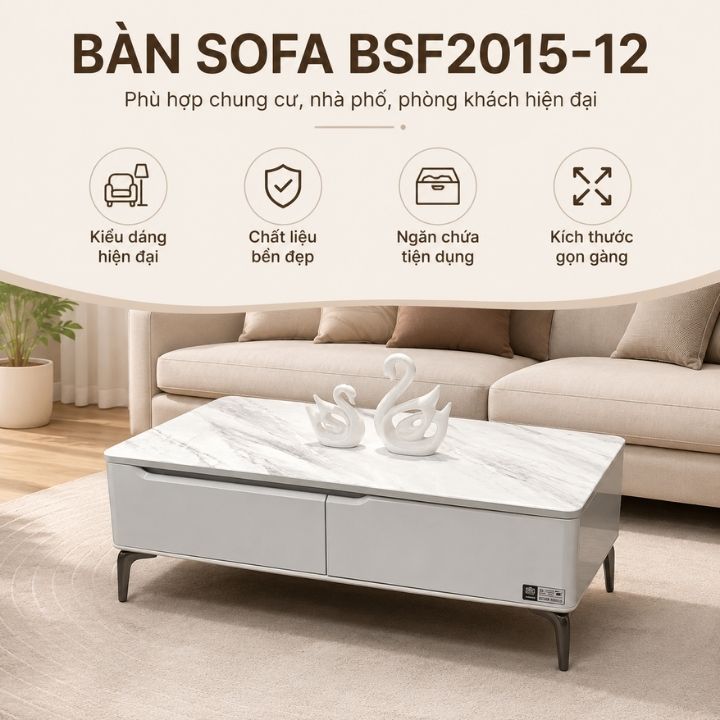 Bàn Trà Hiện Đại Cao Cấp T2014 Mặt Đá Ceramic Phong Cách Premium