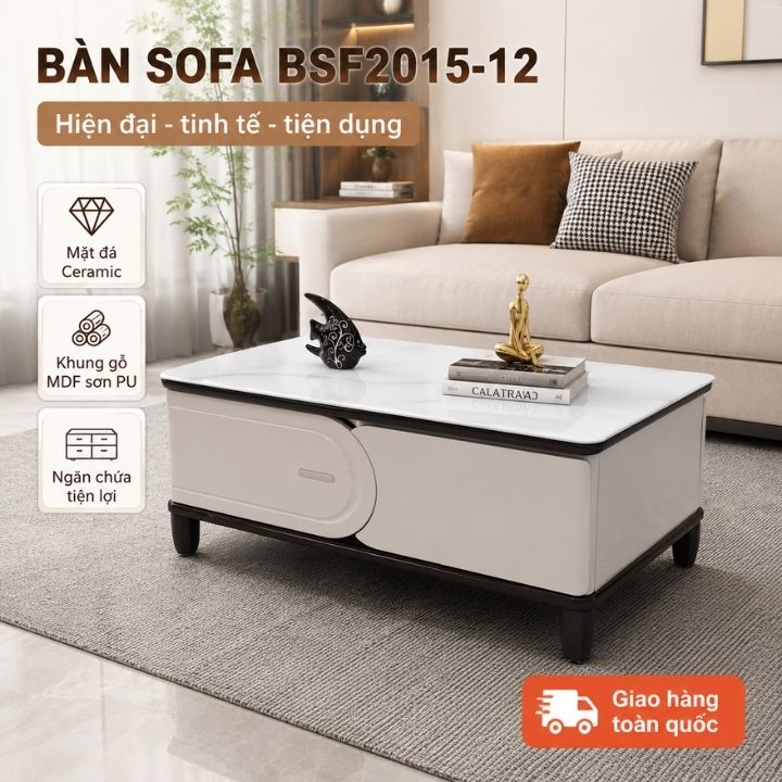 Bàn Sofa Mặt Đá Ceramic T2015-12 Sale Sốc Mẫu Đẹp Hiện Đại
