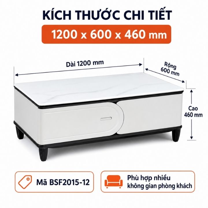 Bàn Sofa Mặt Đá Ceramic T2015-12 Sale Sốc Mẫu Đẹp Hiện Đại - Ảnh 4