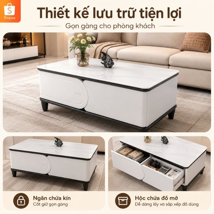 Bàn Sofa Mặt Đá Ceramic T2015-12 Sale Sốc Mẫu Đẹp Hiện Đại - Ảnh 3