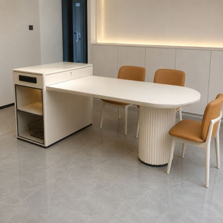 Bàn Ăn Mặt Đá Phiến Kèm Cục Đảo BAD603 – Hiện Đại, Gọn Đẹp Và Tiện Ngh