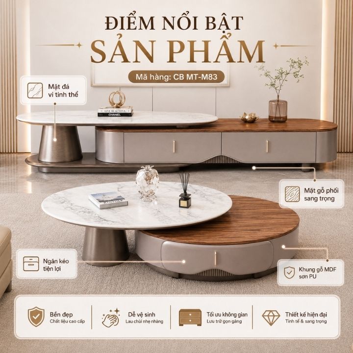 Bộ Bàn Trà Và Kệ Tivi CB MT-M83 Nhập Khẩu Cao Cấp - Ảnh 5