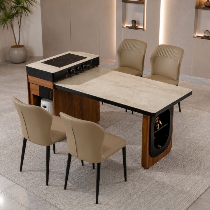 Bàn Ăn Đảo Có Bếp Từ MT-2518 – Gọn Đẹp, Tiện Nghi Cho Gian Bếp Hiện Đại