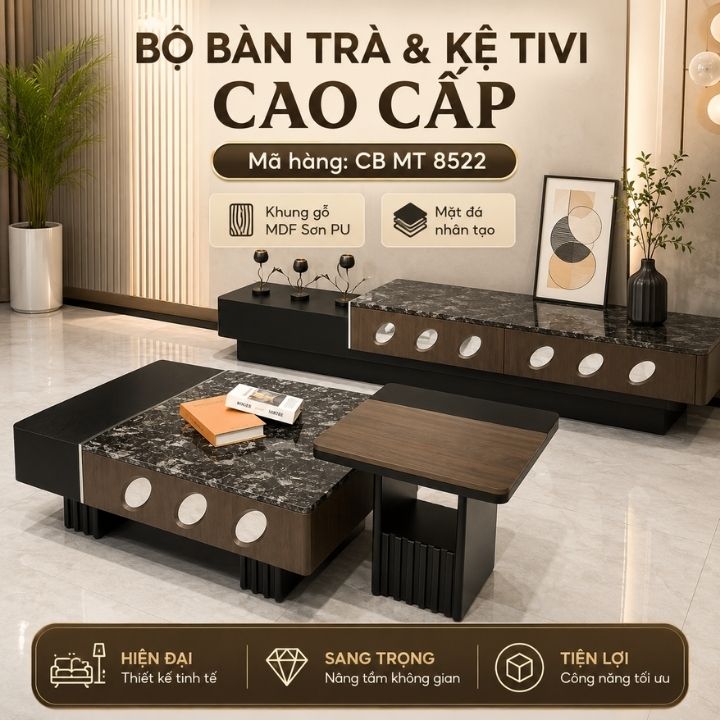 Bộ Cặp Bàn Trà Và Kệ Tivi Hiện Đại CB MT 8522 Nhập Khẩu Cao Cấp