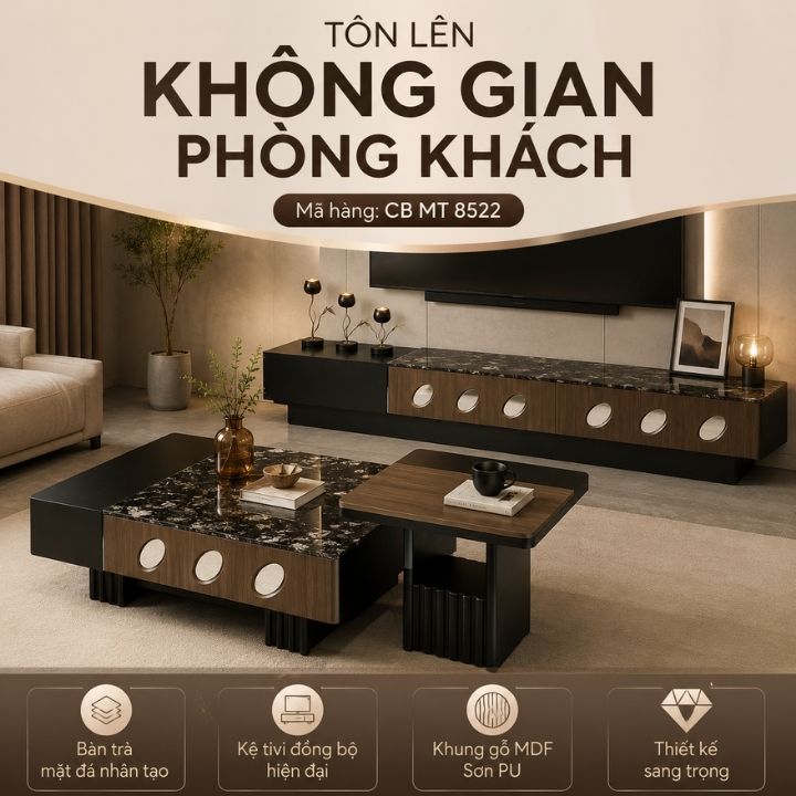 Bộ Cặp Bàn Trà Và Kệ Tivi Hiện Đại CB MT 8522 Nhập Khẩu Cao Cấp - Ảnh 2