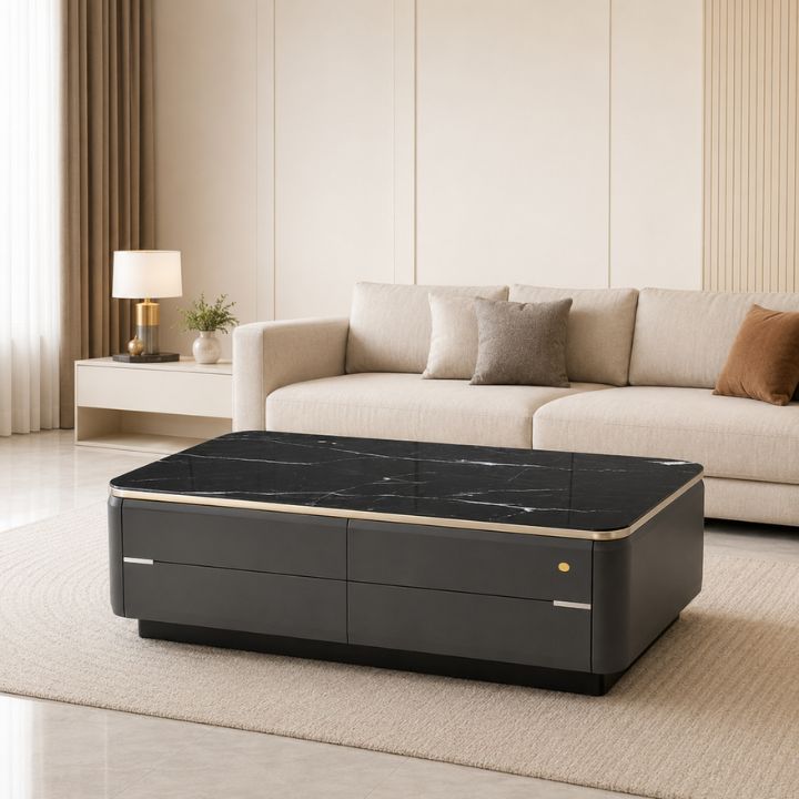 Bàn Sofa Cao Cấp BSF C2-13 Mặt Đá Nhân Tạo Gỗ MDF Sơn PU