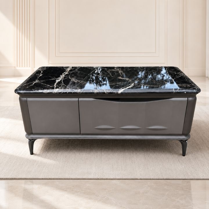Bàn Sofa Cao Cấp T2016-12 Mặt Đá Nhân Tạo Màu Đen Sang Trọng