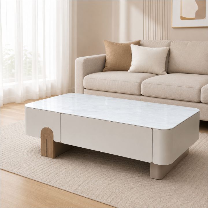 Bàn Sofa Hiện Đại MT-8188 Mặt Kính 3D Vân Đá, Dễ Phối Nội Thất