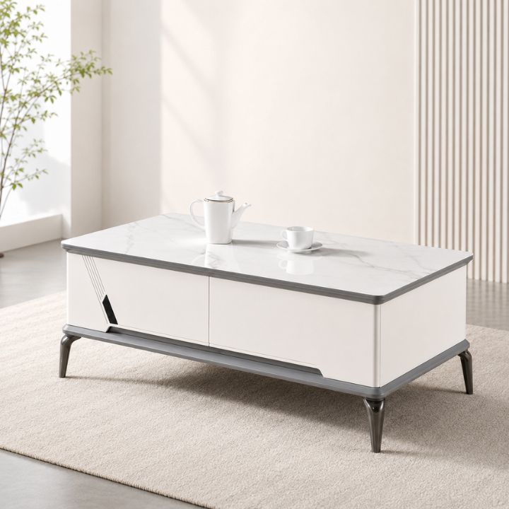 Bàn Sofa Hiện Đại S109-120 Mặt Đá Ceramic Có Ngăn Kéo Đựng Đồ