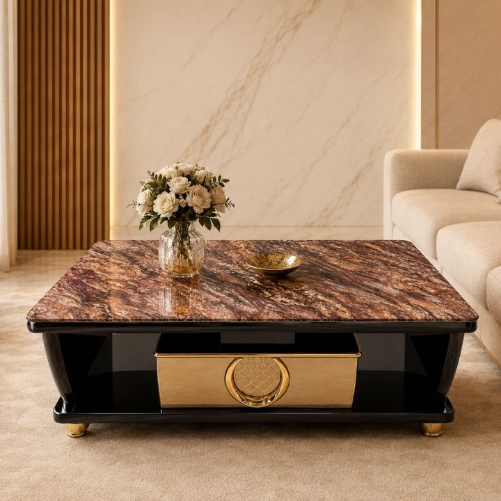 Bàn Sofa Mặt Đá Nhập Khẩu BSF2027-12 Phối Đen Vàng Sang Trọng