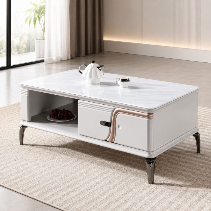 Bàn Trà Cao Cấp BSF112-12 Khung Gỗ MDF Sơn PU Có Hộc Kéo