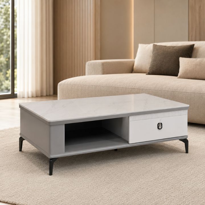 Bàn Trà Hiện Đại Cao Cấp HHP-BSFZ3 Mặt Đá Ceramic Khung Gỗ MDF Sơn PU