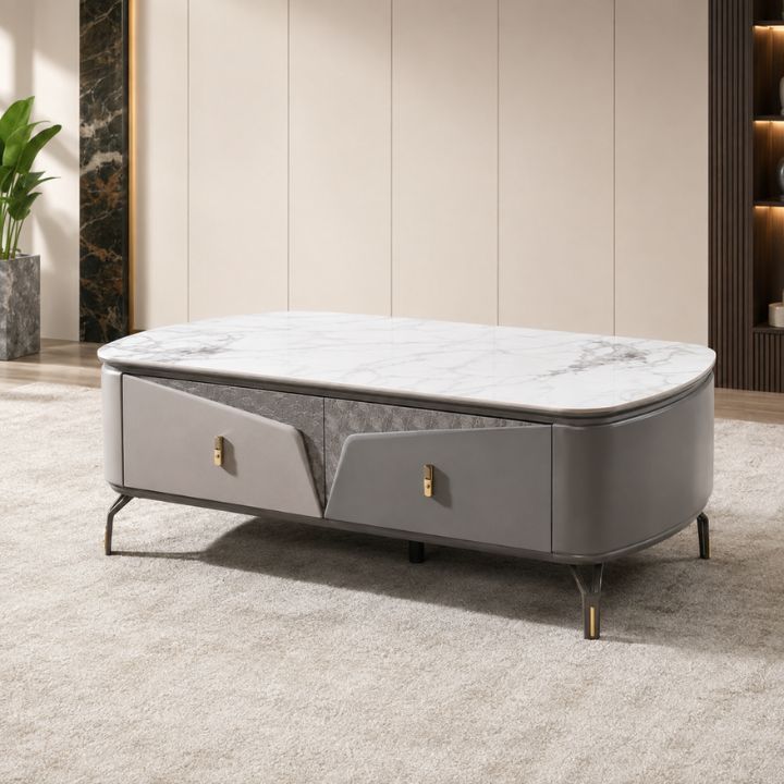 Bàn Trà Hiện Đại TV60059T Khung Gỗ MDF Sơn PU Mặt Đá Ceramic