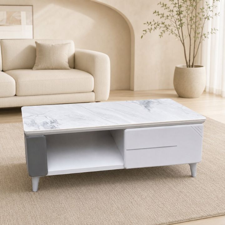 Bàn Trà Mặt Đá BSF61246-12 Kiểu Dáng Hiện Đại Có Hộc Kéo Tiện Dụng
