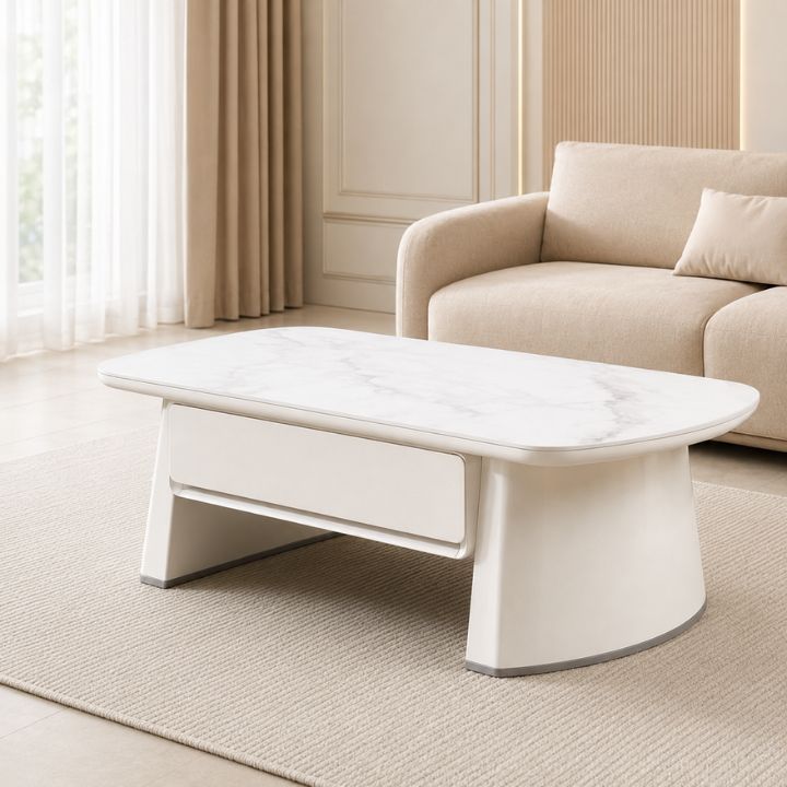 Bàn Trà Mặt Đá Ceramic A89-13 Hiện Đại Khung Gỗ MDF Sơn PU