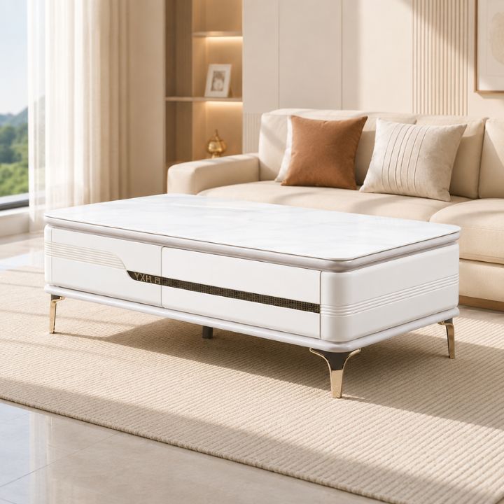 Bàn Trà  Mặt Đá Ceramic H05-13 Khung Gỗ MDF Thiết Kế Hiện Đại