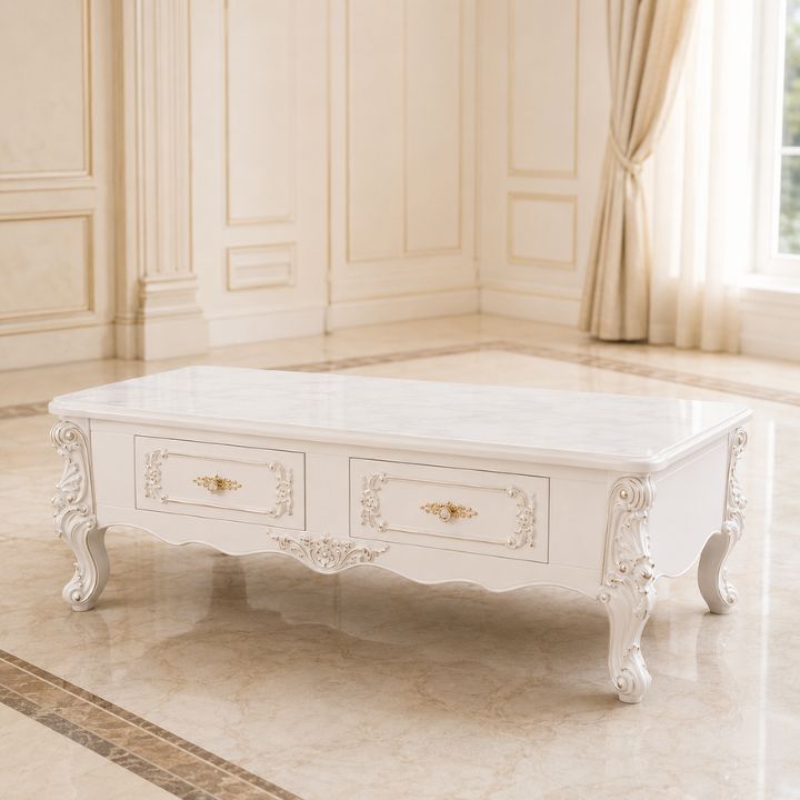 Bàn Trà Sofa Tân Cổ Điển BSF 803-13 Mặt Đá Nhân Tạo 4 Hộc Kéo Sang Trọng