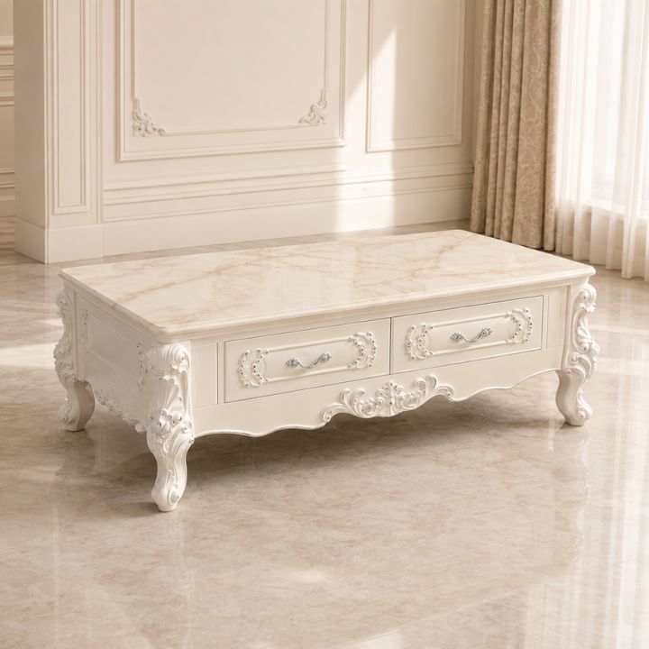 Bàn Trà Sofa Tân Cổ Điển BSF C9-13 Mặt Đá Nhân Tạo 4 Hộc Kéo Sang Trọng