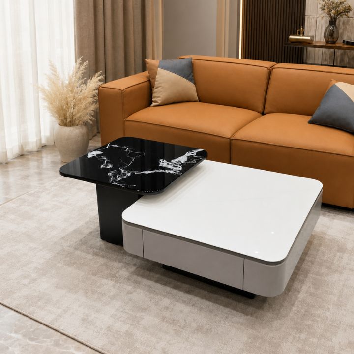 Bộ Bàn Sofa BSF8201 Mặt Kính Cường Lực Gồm Bàn Trắng Và Bàn Nhỏ